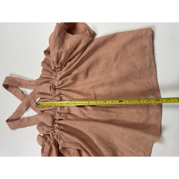 Anthropologie Saylor Flowy Crop Top 100% Linen Peasant Blouse In Clay - Picture 6 of 9